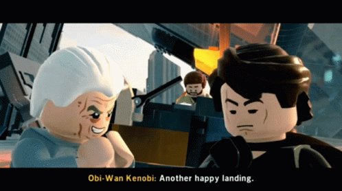 Lego Star Wars Obi Wan Kenobi GIF - Lego Star Wars Obi Wan Kenobi Another Happy Landing GIFs