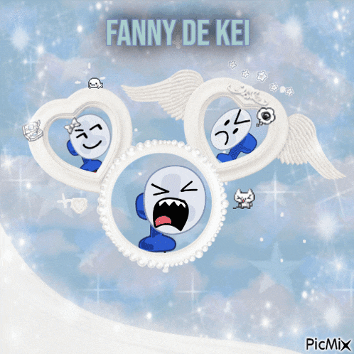 a fanny de kei poster with a crying face on it