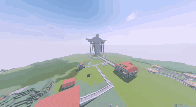 a computer generated image of a statue of jesus