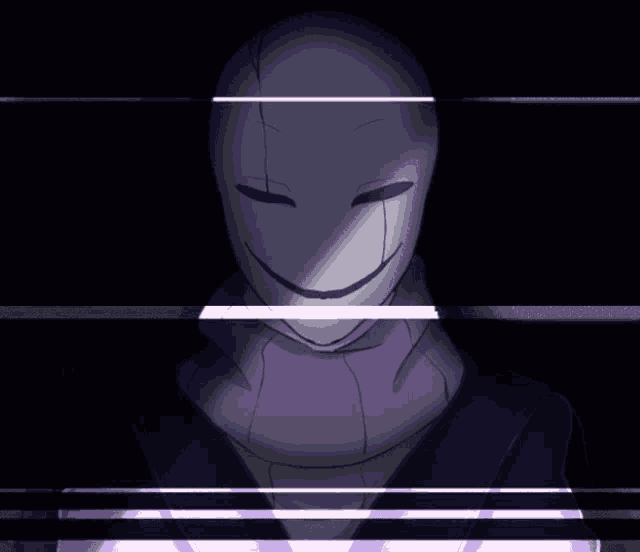 a drawing of a person with a white mask on