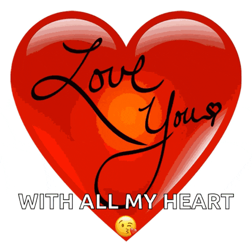 a red heart with the words love yours with all my heart written on it
