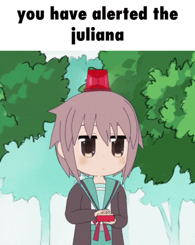 a cartoon of a girl with a red siren on her head that says you have alerted the juliana