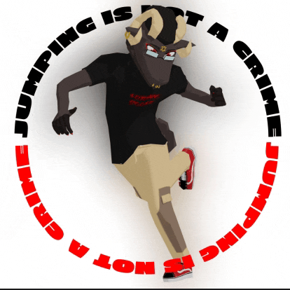 a picture of a goat with the words jumping is not a grime