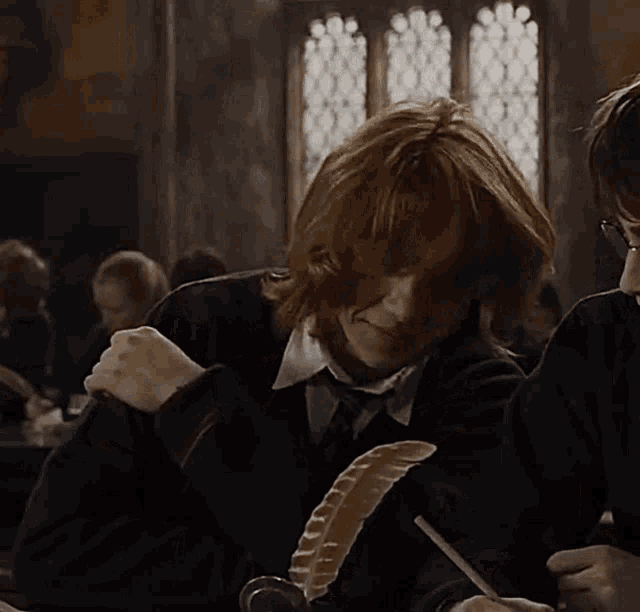 harry potter and ron weasley are sitting at a table