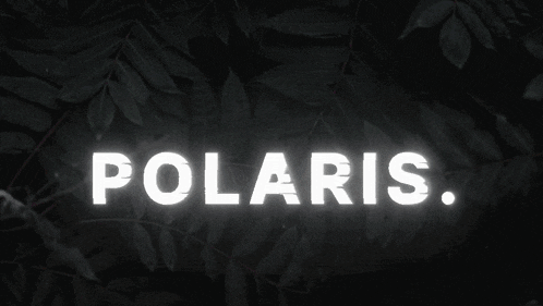 the word polaris that is on a black and white background
