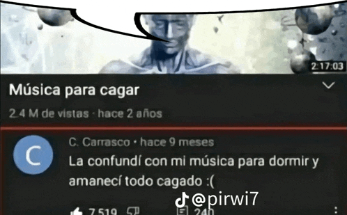 a screenshot of a video that says " musica para cagar "