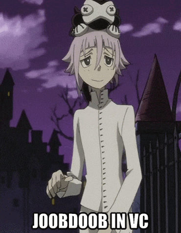 a cartoon character is standing in front of a castle with the words joobdoob in vc written below him