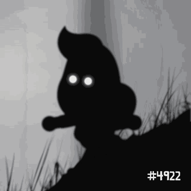 a silhouette of a monster with # 4922 on the bottom right
