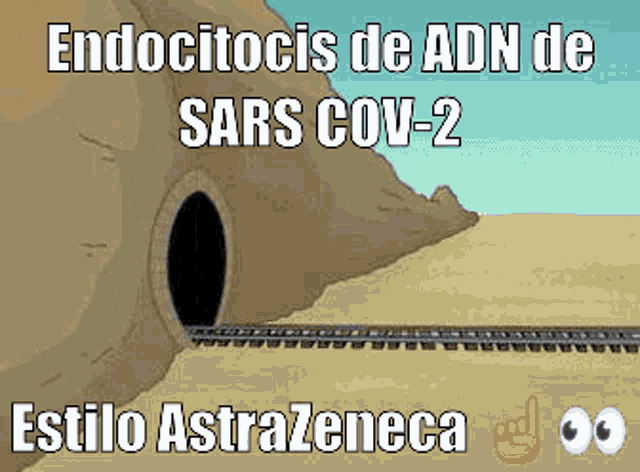 a cartoon of a train going through a tunnel that says estilo astrazeneca on it
