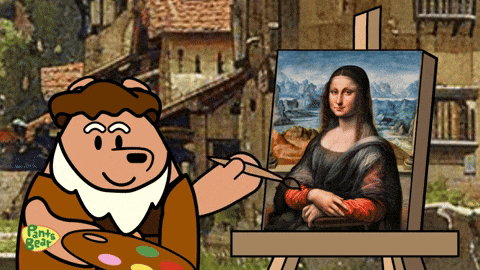 a cartoon of a bear painting a painting with the words panty bear on the bottom