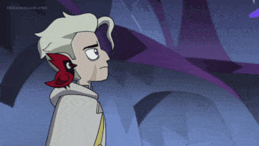 a cartoon of a man with a bird on his ear with the words theowlclub.net below him