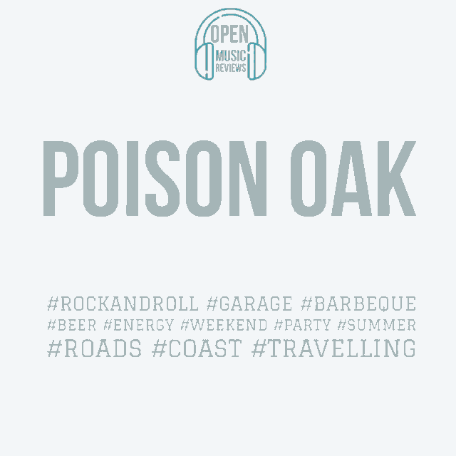 a poster for open music reviews shows poison oak in blue letters