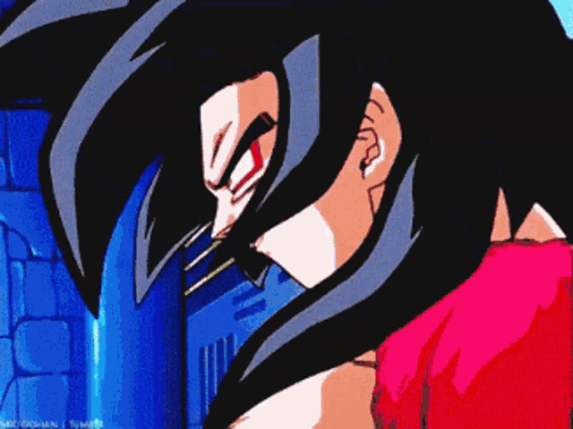 a close up of a cartoon character 's face with a watermark that says ' super gohan ' on the bottom
