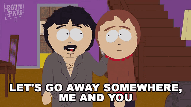 two cartoon characters from south park are standing next to each other