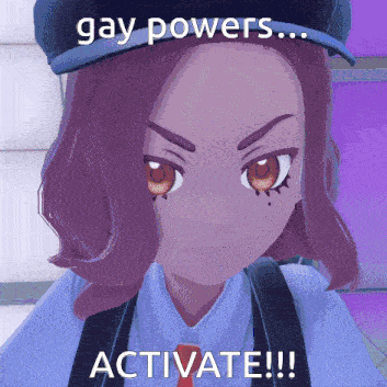 a picture of a girl with the words gay powers ... activate !!!