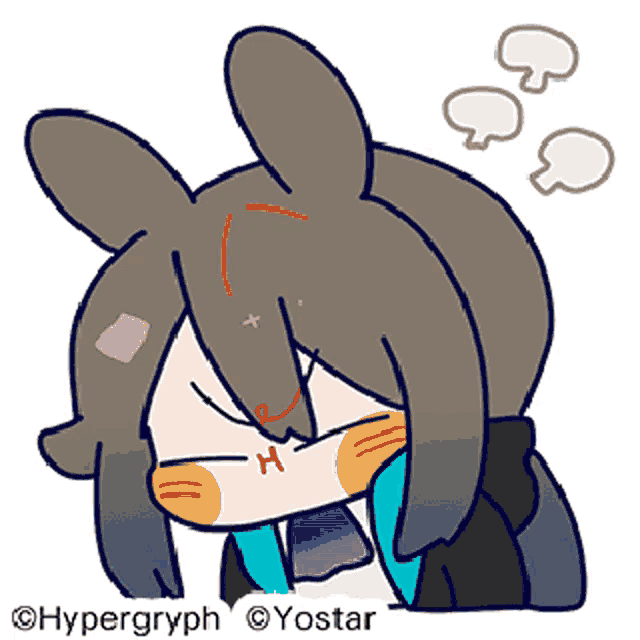a cartoon drawing of a rabbit with the letter h on its face .