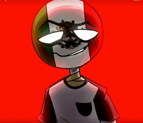 a drawing of a person with a mexican flag head