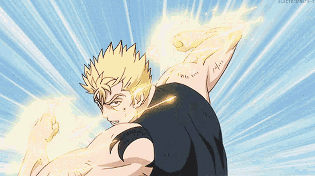 a drawing of a man with a lightning bolt coming out of his hand