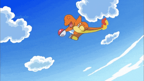 a cartoon of a pokemon flying through the air
