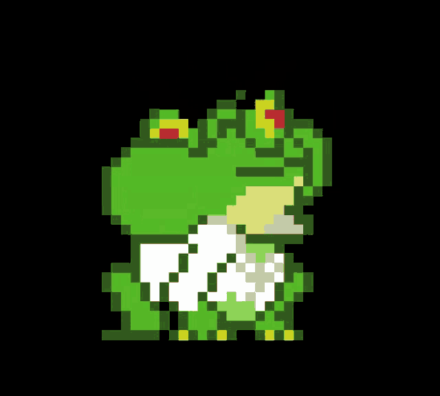 a pixel art of a frog with a white diaper