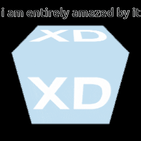 a blue square with a white x and the words " i am entirely amazed by it "