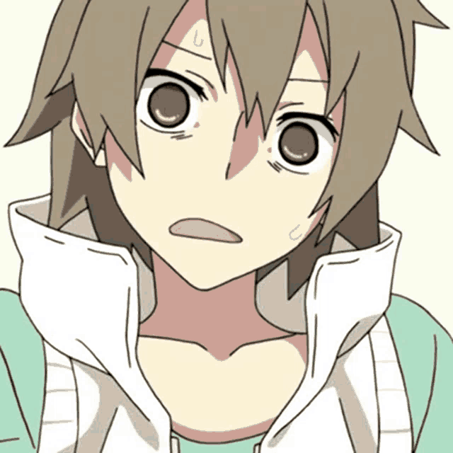 a drawing of a girl with brown hair and a white vest