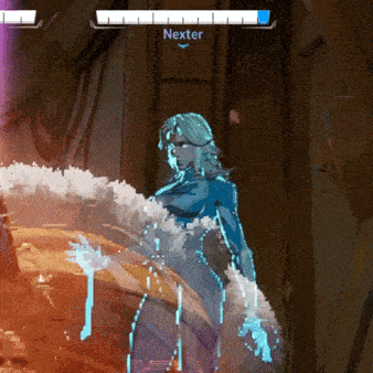 a video game character with the name nexter on the top