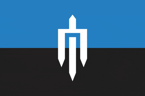 a black and blue background with a white arrow in the middle