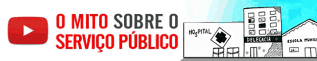 a cartoon of three men standing next to each other with the words o mito sobre o servico publico below them