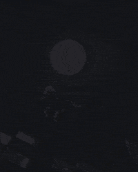 a pixel art drawing of a man standing on top of a building at night with a full moon in the background