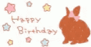 a brown rabbit with a pink bow on its head is on a birthday card .