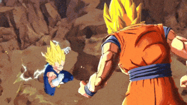 a cartoon of a man fighting another man with a lightning bolt behind them