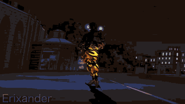 a computer generated image of a person with the word erix on the bottom left