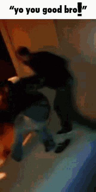 a gif of two men fighting with the words " yo you good bro "