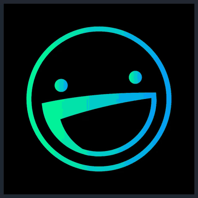 a blue and black smiley face with a gradient in the middle