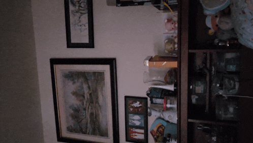 a shelf with a picture on it that says ' strawberry ' on it