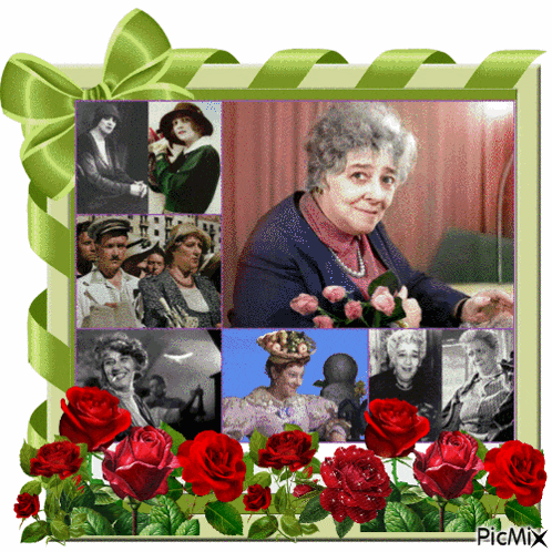 a picture of a woman surrounded by red roses has the word picmix on the bottom right