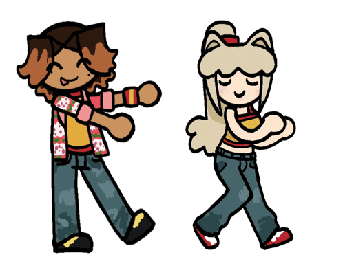 a cartoon of a boy and a girl dancing together