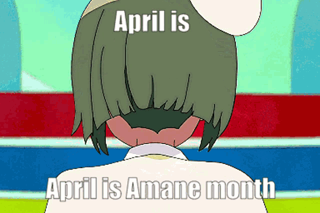 a cartoon of a girl with the words april is  amane month