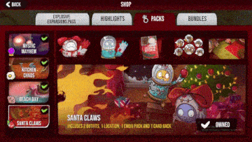 a screenshot of a game that says santa claws on it