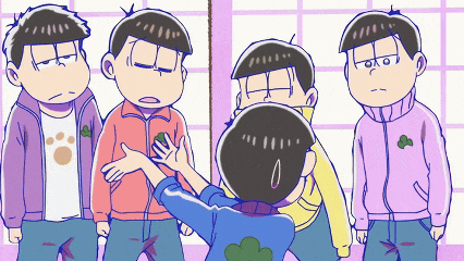 a group of cartoon characters standing next to each other with one wearing a purple jacket