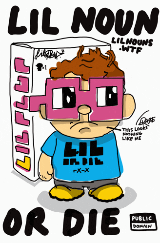 a poster for lil noun shows a cartoon character