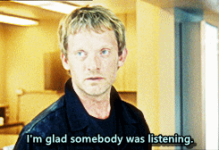 a man says " i 'm glad somebody was listening " in a blurry photo