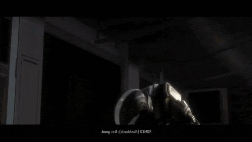 a man in a helmet is holding a gun in a dark room with the letters dppa on the bottom left