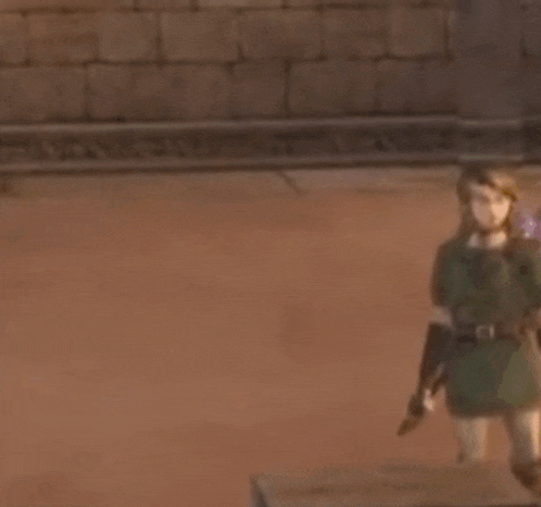 a video game character is standing next to a statue of a cat .