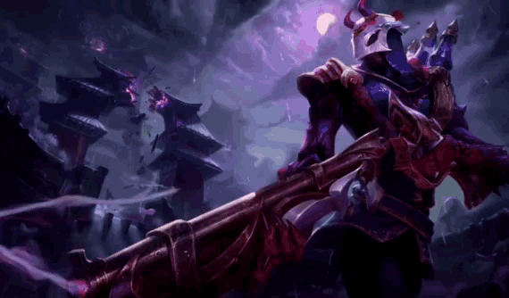 a man with horns is holding a large sword in front of a purple sky .