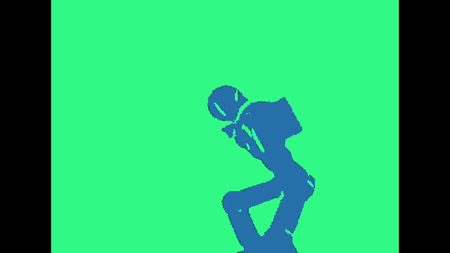 a silhouette of a person standing on a pink background
