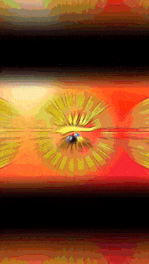 a painting of a yellow and red flower with a black background
