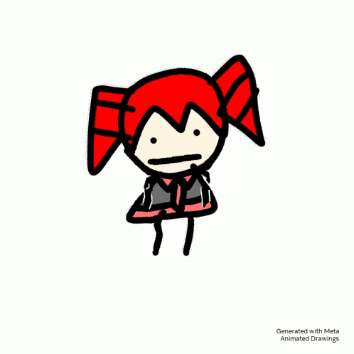 a drawing of a girl with red hair and a bow in her hair is generated with meta animated drawings .