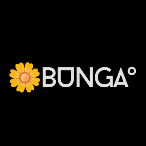 a black background with a yellow flower and the word bunga
